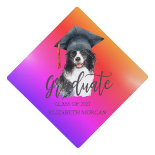 Cool Dog Grad Cap Colorful Graduation