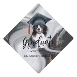 Cool Dog Grad Cap Marble Graduation