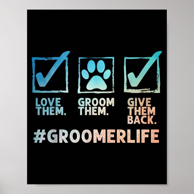 Cool Dog Groomer Art For Men Women Dog Grooming Pe Poster (Front)