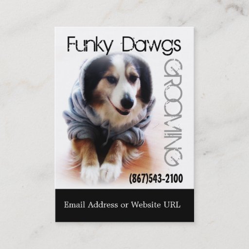 Customizable Cool Dog Grooming Aussie in Hoodie Business Card Templates