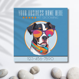 Cool Dog Grooming trendy and stylish loyalty Square Business Card