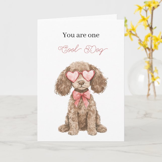 Cool Dog Heart Glasses Birthday   Card (Yellow Flower)