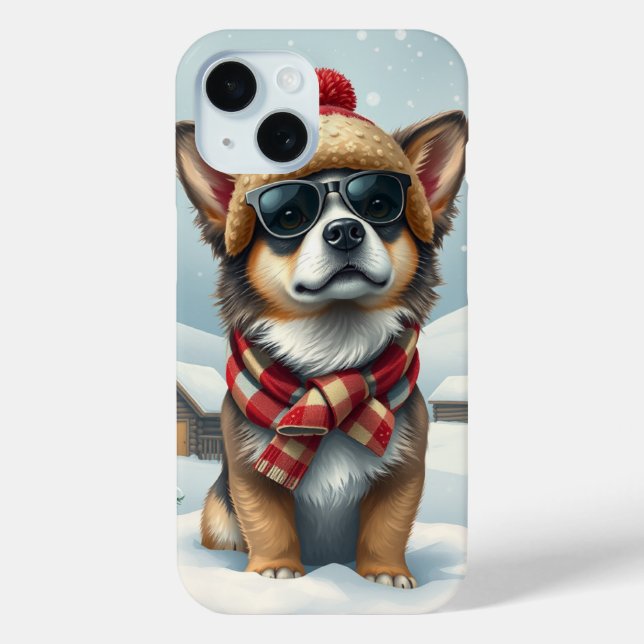 Cool Dog in Preppy Winter Attire and Hat Case-Mate iPhone Case (Back)