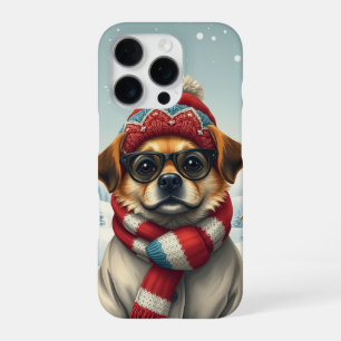 Cool Dog in Preppy Winter Attire and Hat iPhone 16 Pro Case