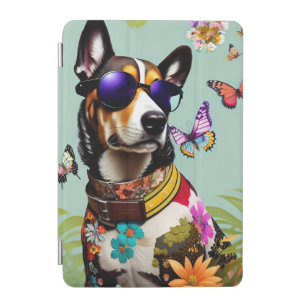Cool Dog In Sunglasses With Flowers & Butterflies iPad Mini Cover