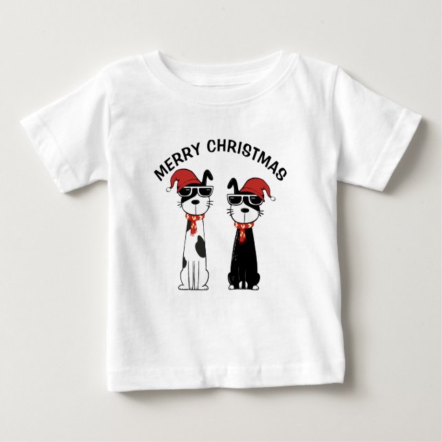 Cool Dog Merry Christmas Baby T-Shirt (Front)