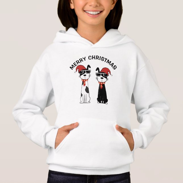 Cool Dog Merry Christmas Hoodie (Front)