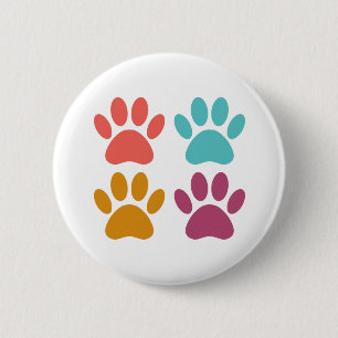 Cool Dog Paw Prints Button