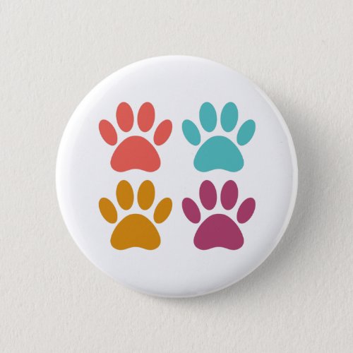 Cool Dog Paw Prints Button