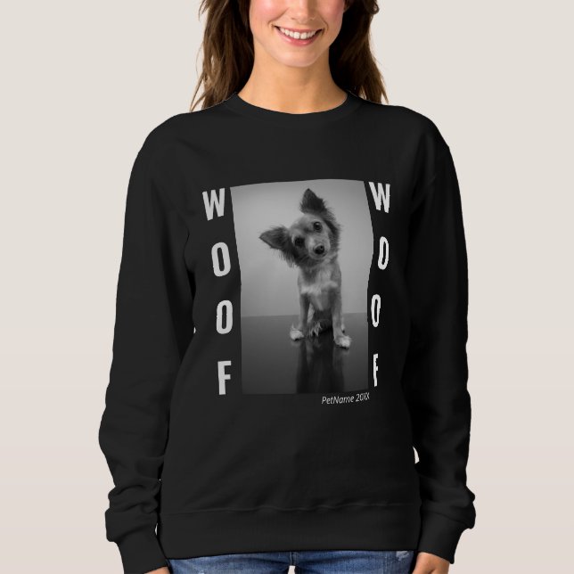 Cool Dog Photo Personalized Womens Black Sweatshirt (Front)