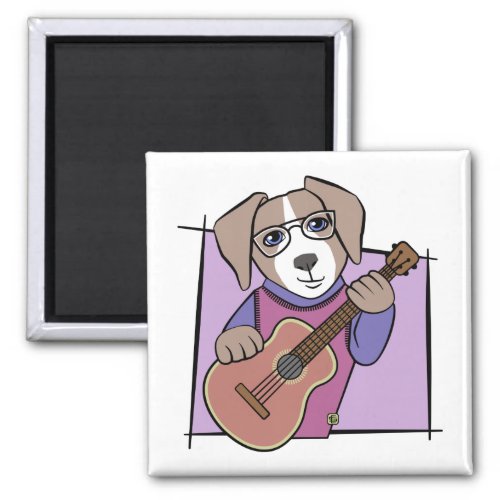 Cool Dog Playing Guitar Magnet
