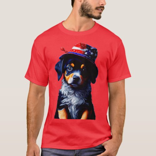 Cool Dog Shirt 4th of July USA American Flag tee 