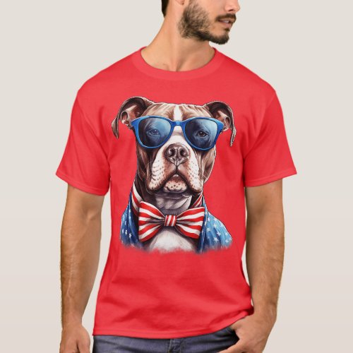 Cool Dog Shirt 4th of July USA American Flag tee 