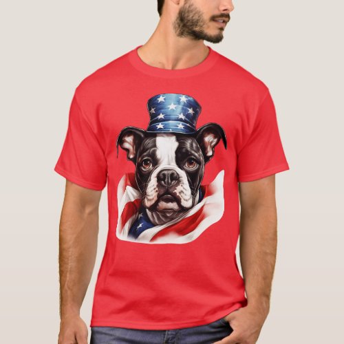 Cool Dog Shirt 4th of July USA American Flag tee 