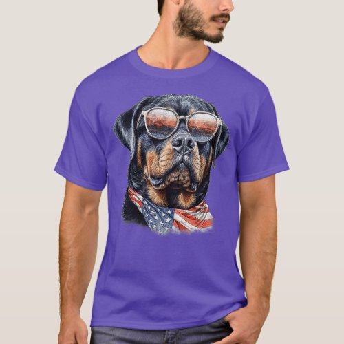 Cool Dog Shirt 4th of July USA American Flag tee 