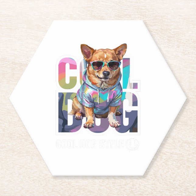 Cool Dog Style Paper Coaster (Front)