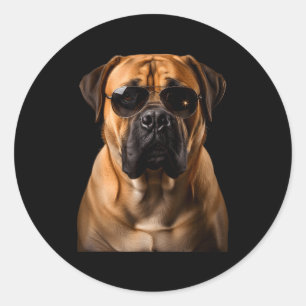 Cool Dog Sungles Bullmastiff Funny Look  Classic Round Sticker
