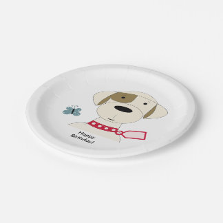 Cool Dog with a Red Collar Paper Plates