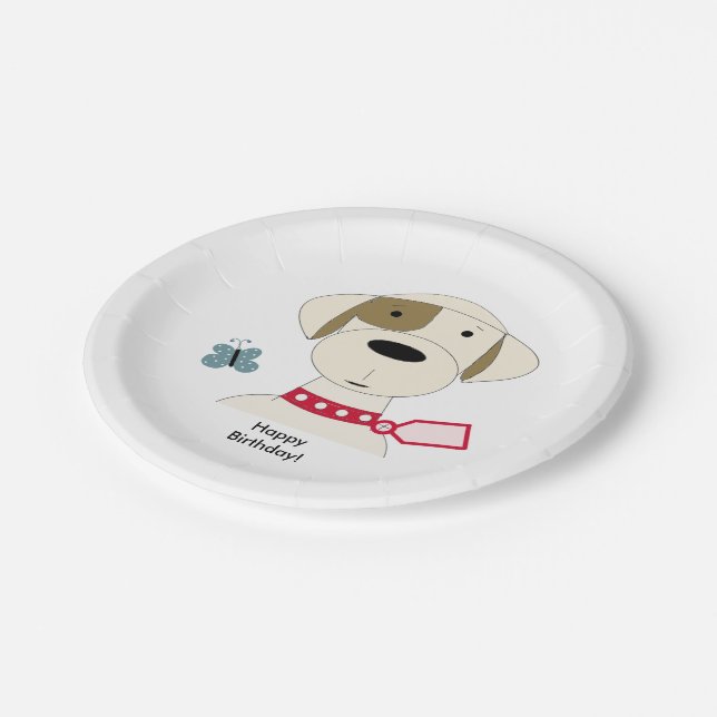Cool Dog with a Red Collar Paper Plates (Angled)
