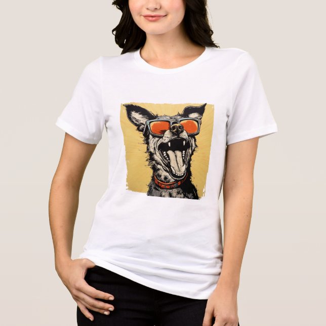 Cool Dog with Glasses - POP ART Tri-Blend Shirt (Front)