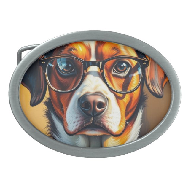 Cool Dog with Sunglasses Belt Buckle (Front)