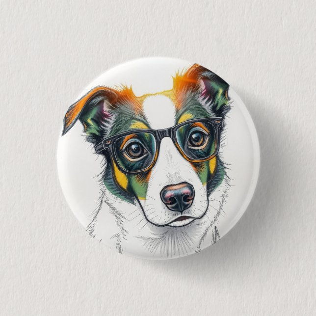 Cool Dog with Sunglasses Button (Front)