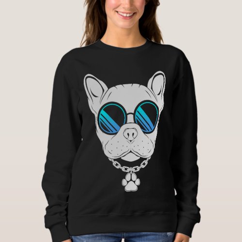 cool  dog with sunglasses  french bulldog sweatshirt