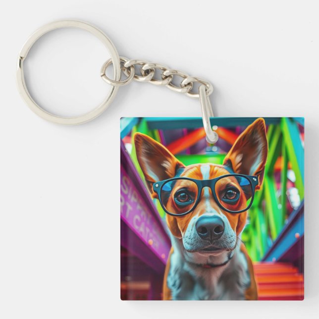 Cool Dog with Sunglasses Keychain (Front)