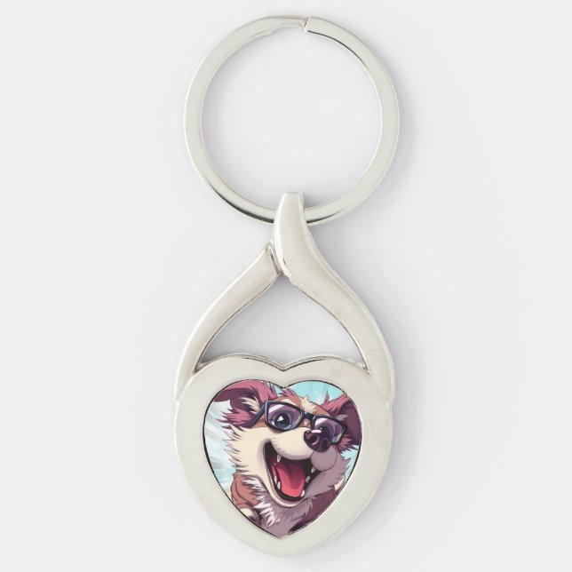Cool Dog with Sunglasses Keychain (Front)