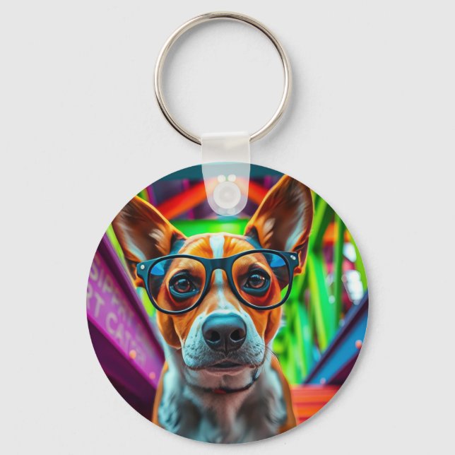 Cool Dog with Sunglasses Keychain (Front)