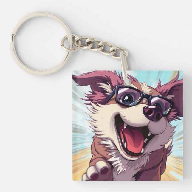 Cool Dog with Sunglasses Keychain (Front)