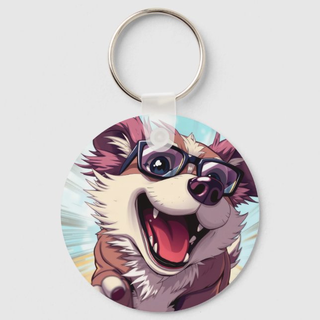 Cool Dog with Sunglasses Keychain (Front)