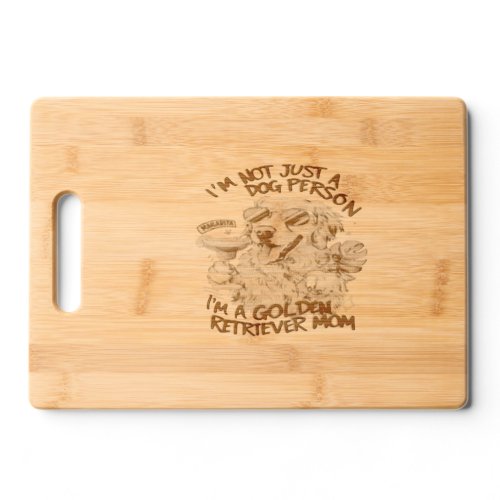 Cool dog with sunglasses sipping drink cutting board