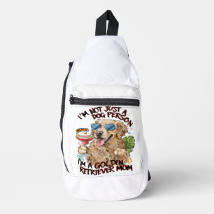 Cool dog with sunglasses sipping drink sling bag