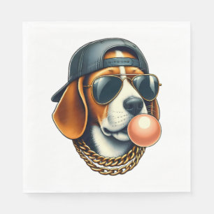 Cool Dogzz a cool beagle with sunglasses and a cap Napkins