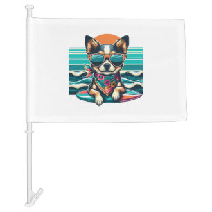 Cool Dogzz a cool Chihuahua with sunglasses Classi Car Flag