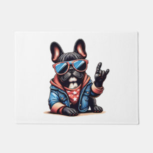 Cool Dogzz a cool French bulldog with sunglasses C Doormat