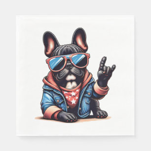 Cool Dogzz a cool French bulldog with sunglasses C Napkins