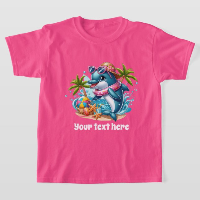 Cool dolphin add text pool girls T-Shirt (Laydown)