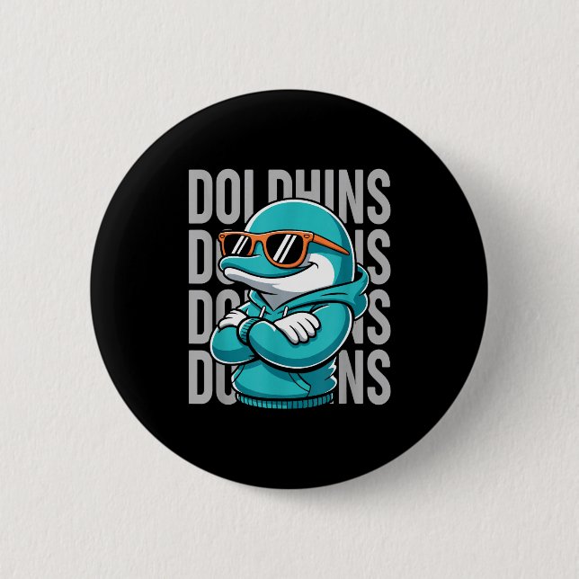 Cool Dolphin Gift For Men Women Boys Girls Kids  Button (Front)