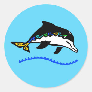 Cool DOLPHIN - Original graphic - Ocean wildlife Classic Round Sticker