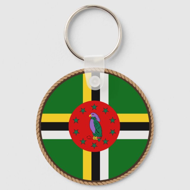 Cool Dominica Flag Seal Keychain (Front)