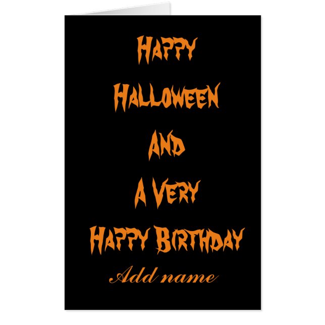 Cool double occasion Halloween and birthday card (Front)