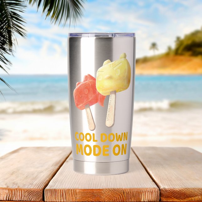 Cool Down Mode On: Iron T & Bunny Girl Popsicles Insulated Tumbler (Beach (Rotated))