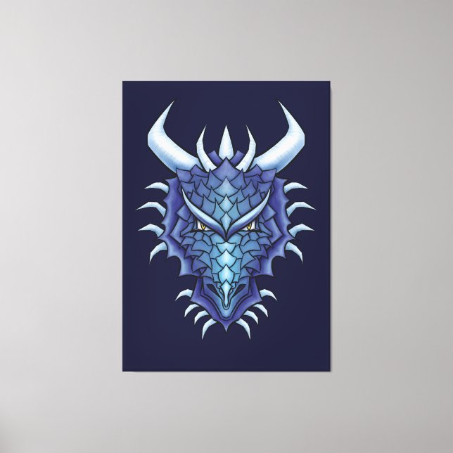 Cool Dragon Art - Purple  Blue Magical Dragon Head Canvas Print (Front)