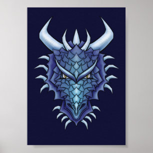 Cool Dragon Art - Purple  Blue Magical Dragon Head Poster