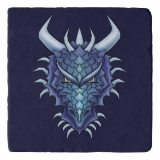 Cool Dragon Art - Purple  Blue Magical Dragon Head Trivet