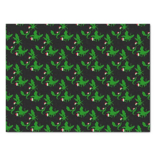Cool Dragon Christmas Black Green Tissue Paper