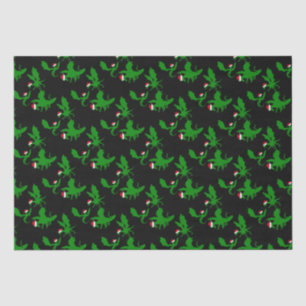 Cool Dragon Christmas Black Green Tissue Paper