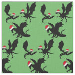 Cool Dragon Christmas Green Fabric